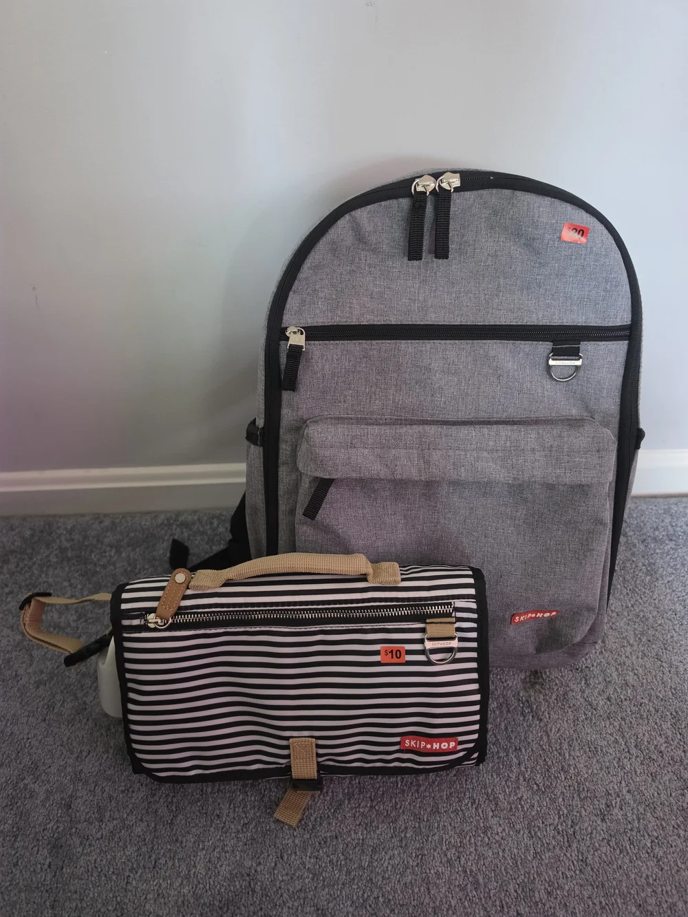Skip Hop Gray Diaper Backpack with Changing Station